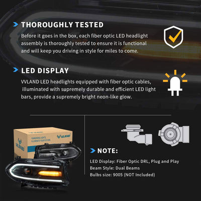 VLAND YAA-XCHR-2033 Pro RGB LED Headlights for 15-20 Dodge Charger (Open Box) - VMInnovations