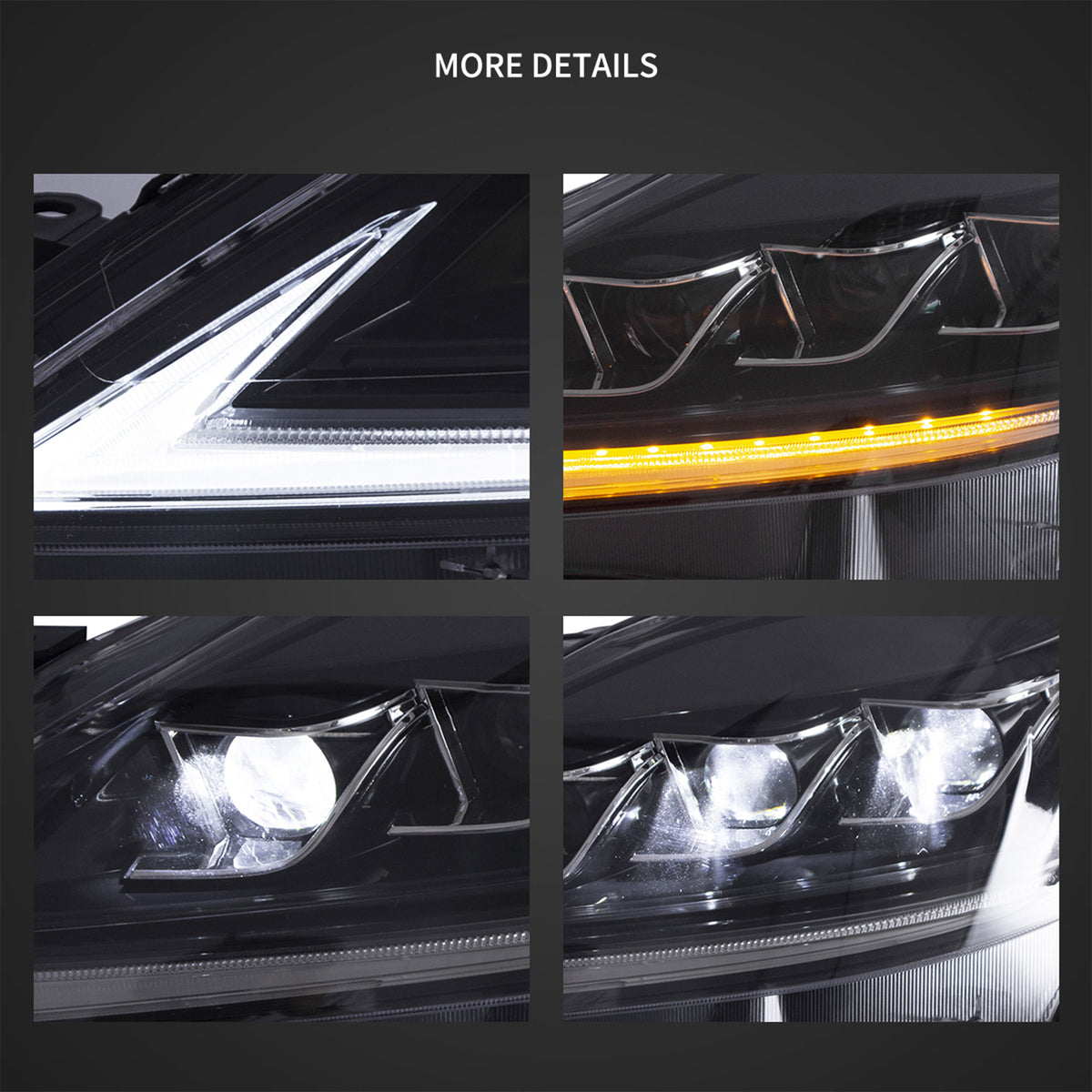 VLAND YAA-IS-0303-2 LED Headlights for 2006-2013 Lexus IS250 IS350, Clear, Pair