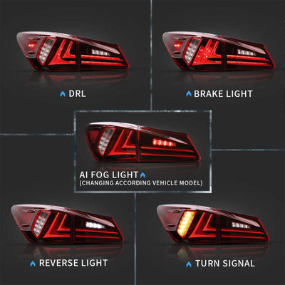 Vland YAB-IS-0277 Tinted LED Taillights for 2006-2012 Lexus IS250 Models, Smoke - VMInnovations
