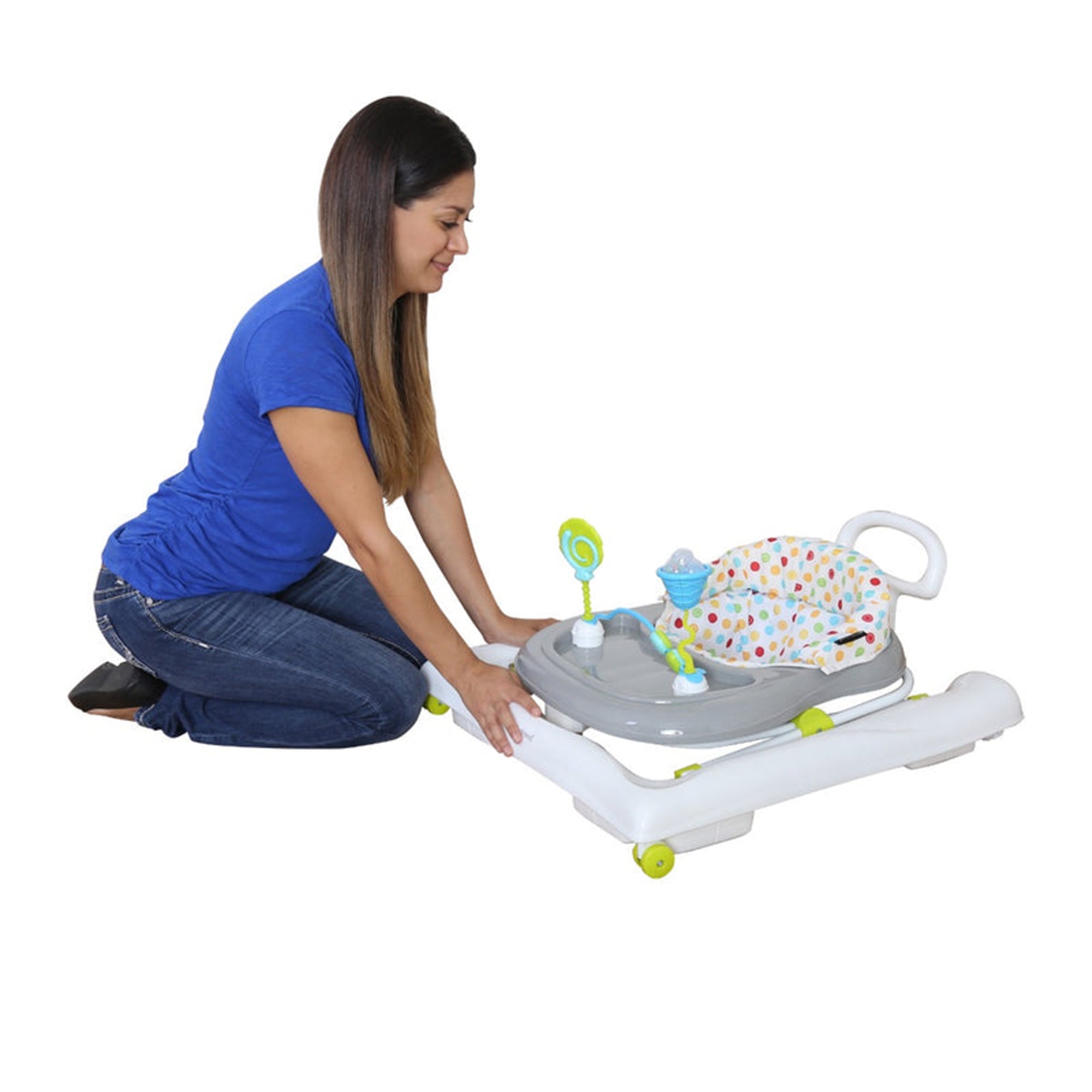 Baby Trend Kids Adjustable Activity Walker with Walk Behind Bar, Sprinkles(Used)