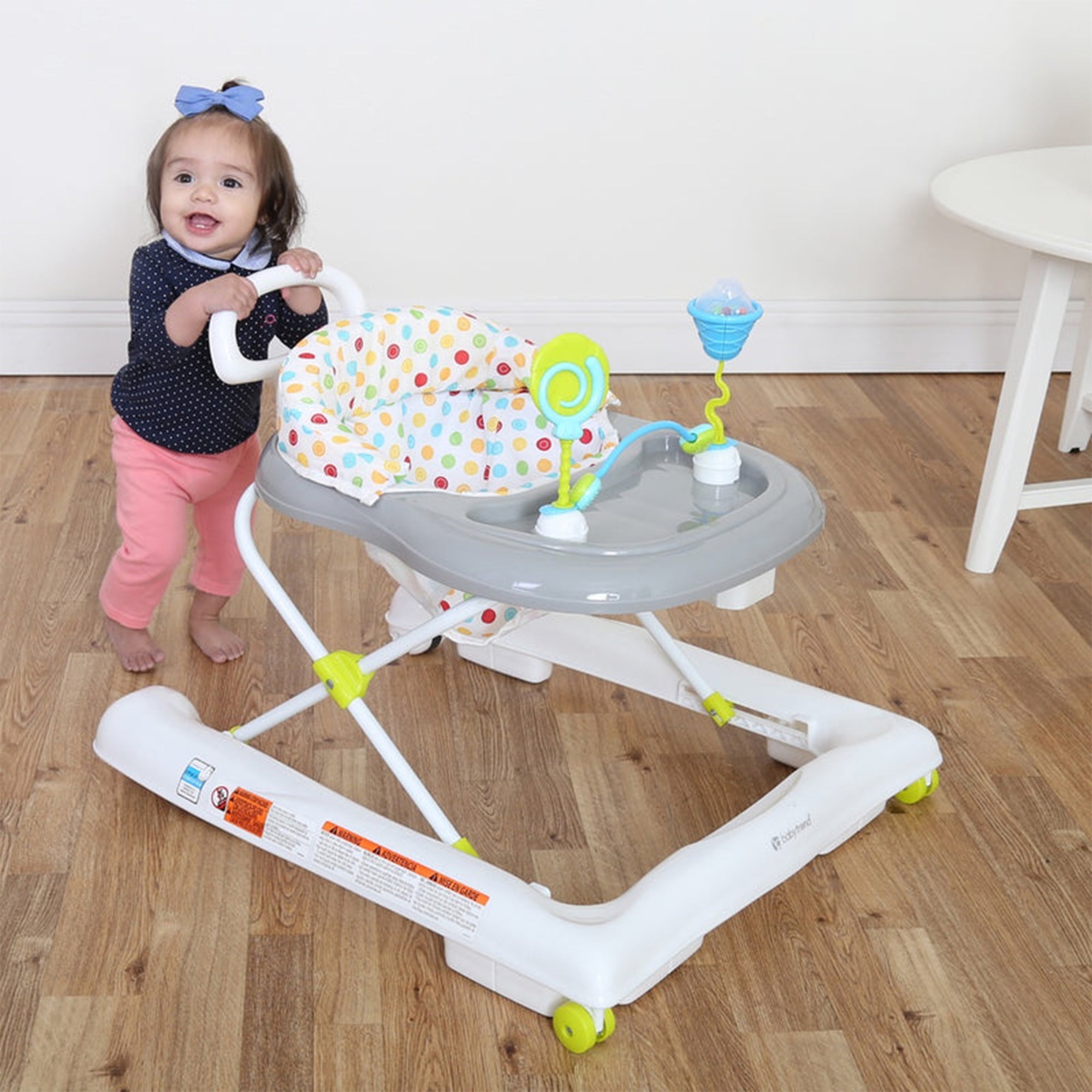 Baby Trend Kids Adjustable Activity Walker with Walk Behind Bar, Sprinkles(Used)