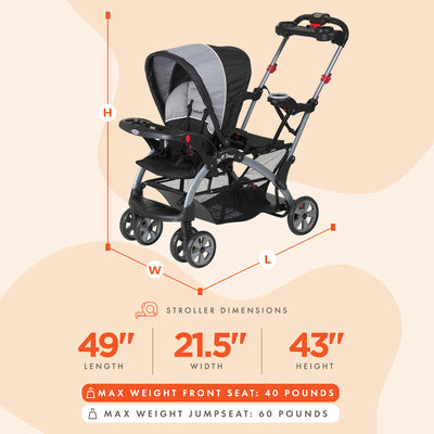 Baby Trend Sit N' Stand Foldable Front and Rear Seat Ultra Stroller (Open Box)