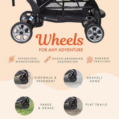 Baby Trend Sit N' Stand Foldable Front & Rear Seat Ultra Stroller, Morning Mist
