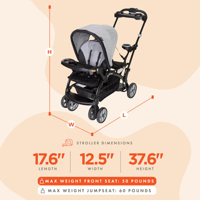 Baby Trend Sit N' Stand Foldable Front & Rear Seat Stroller, Morning Mist (Used)