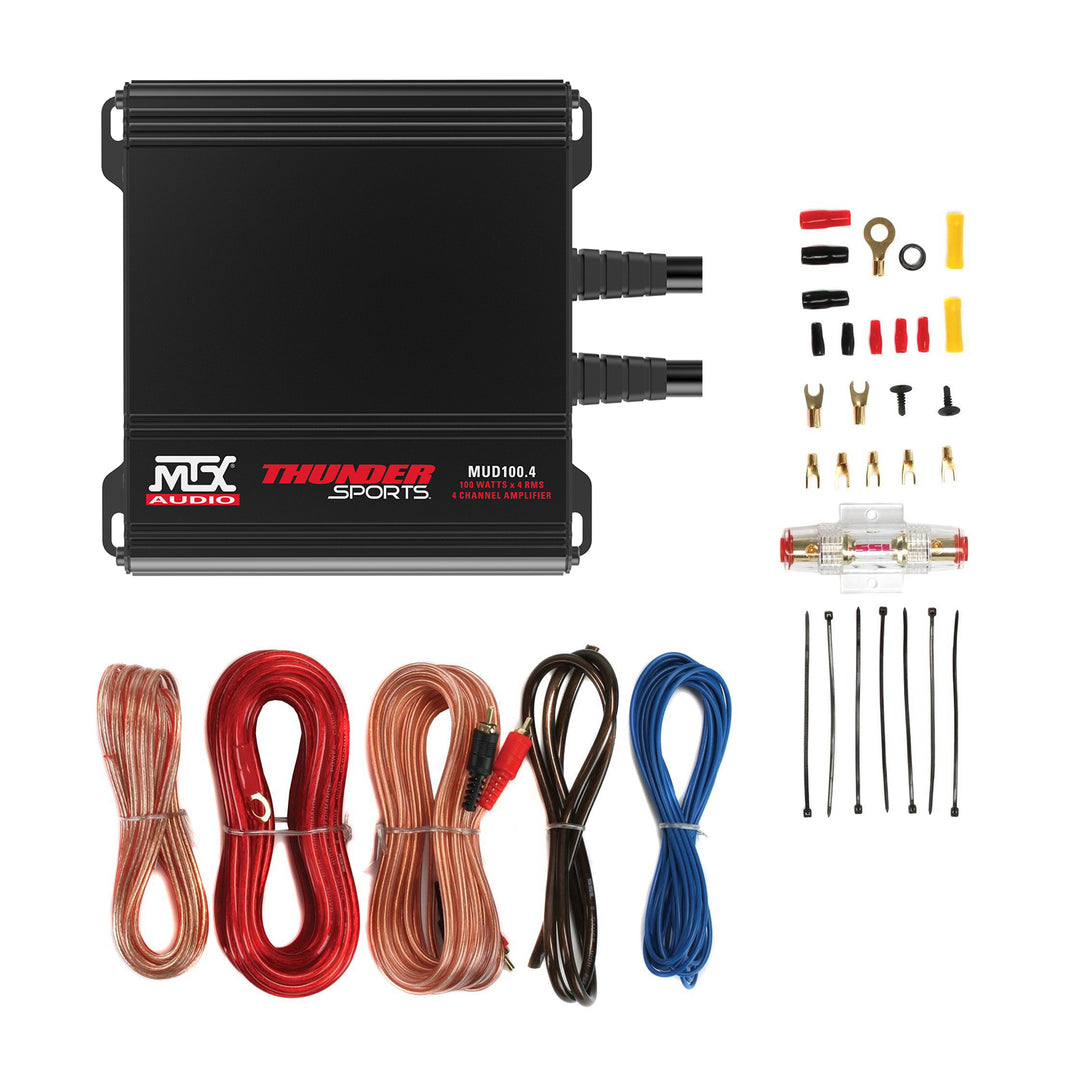 MTX 400W RMS Outdoor Amplifier and Soundstorm 8 Gauge Amp Complete Wiring Kit