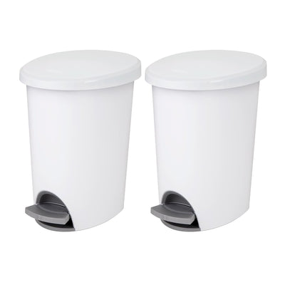 Sterilite 10818002 2.6 Gallon Ultra StepOn Wastebasket with Lid and Base, 2 Pack