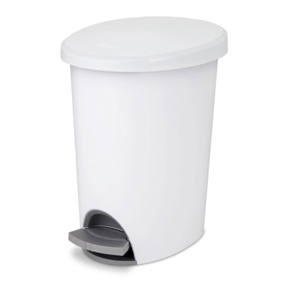 Sterilite 10818002 2.6 Gallon Ultra StepOn Wastebasket with Lid and Base, 6 Pack