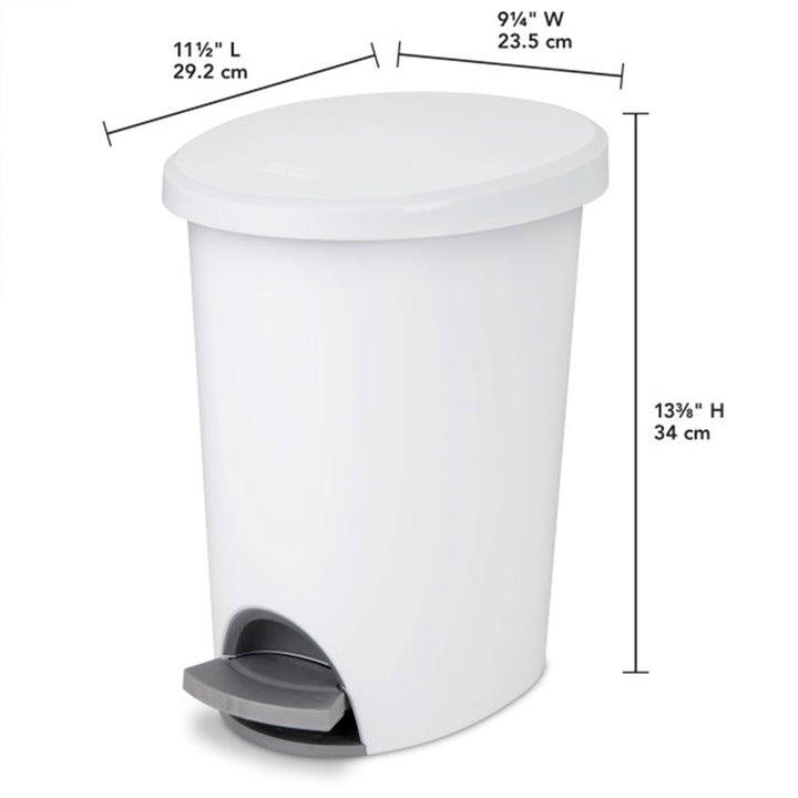 Sterilite 10818002 2.6 Gallon Ultra StepOn Wastebasket with Lid and Base, 8 Pack