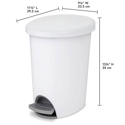 Sterilite 10818002 2.6 Gallon Ultra StepOn Wastebasket with Lid and Base, 6 Pack