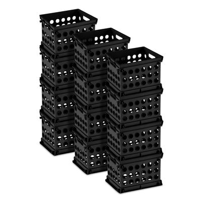 Sterilite Mini Crate Stackable Plastic Storage Bin Organizer w/ Handles, 12 Pack - VMInnovations