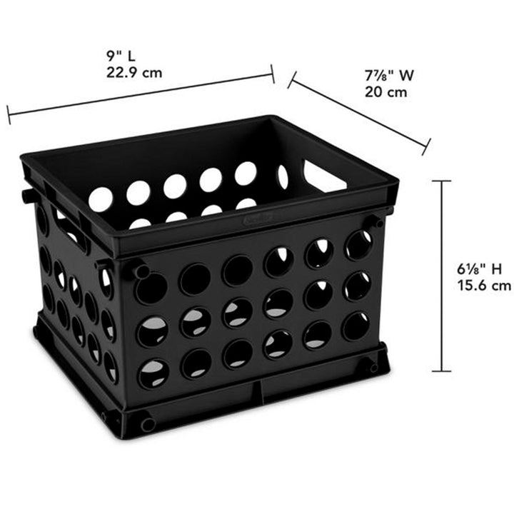 Sterilite Mini Crate, Stackable Plastic Storage Bin with Handles, Black, 24 Pack