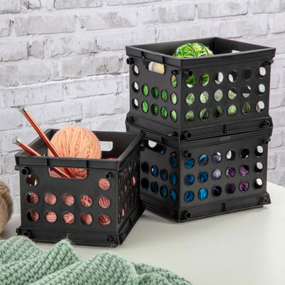 Sterilite Mini Crate Stackable Plastic Storage Bin Organizer w/ Handles, 16 Pack - VMInnovations