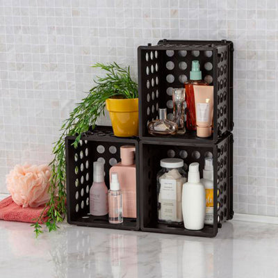 Sterilite Mini Crate Stackable Plastic Storage Bin Organizer w/ Handles, 16 Pack - VMInnovations