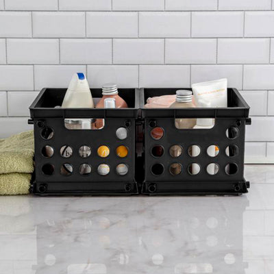 Sterilite Mini Crate Stackable Plastic Storage Bin Organizer w/ Handles, 16 Pack - VMInnovations