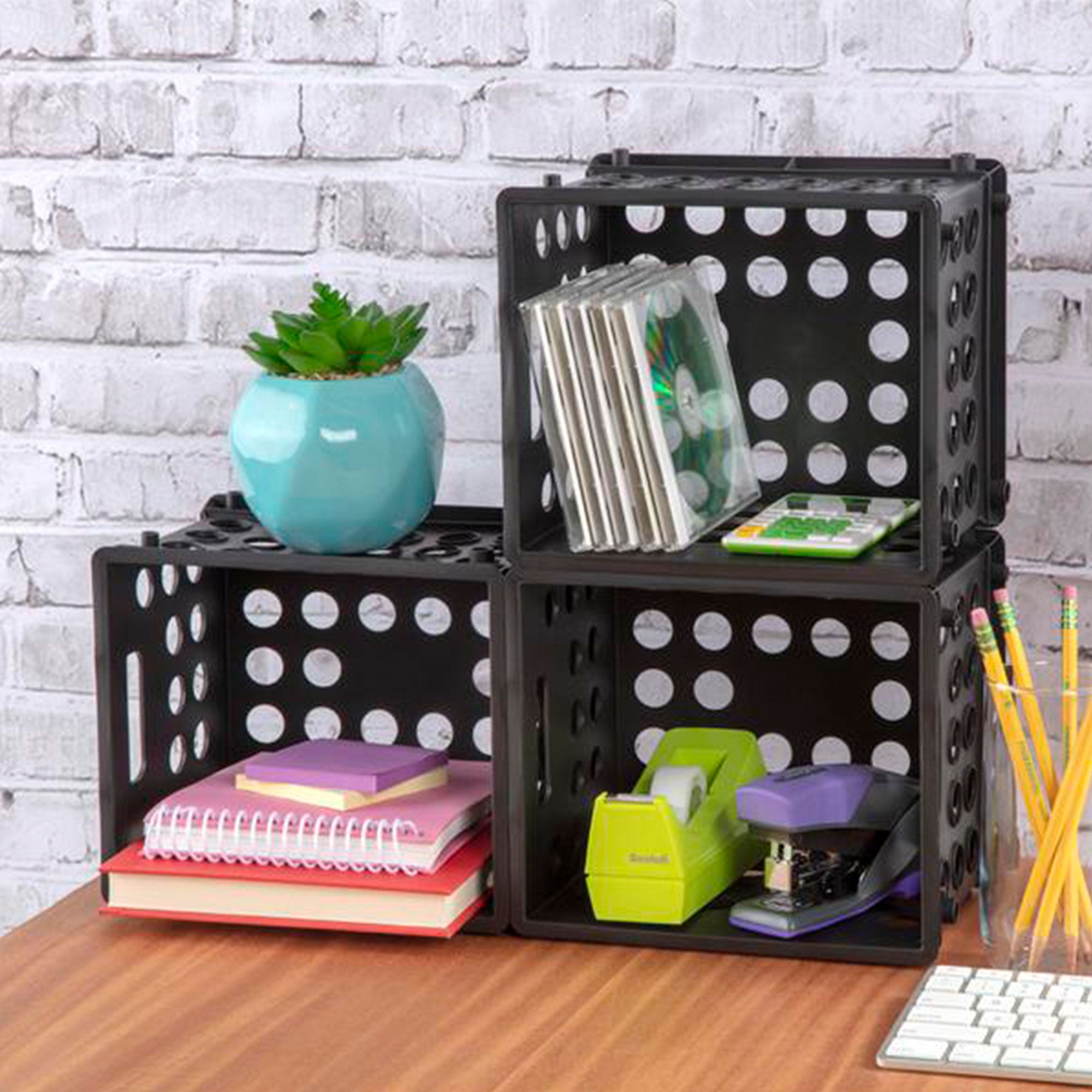 Sterilite Mini Crate Stackable Plastic Storage Bin Organizer w/ Handles, 16 Pack - VMInnovations