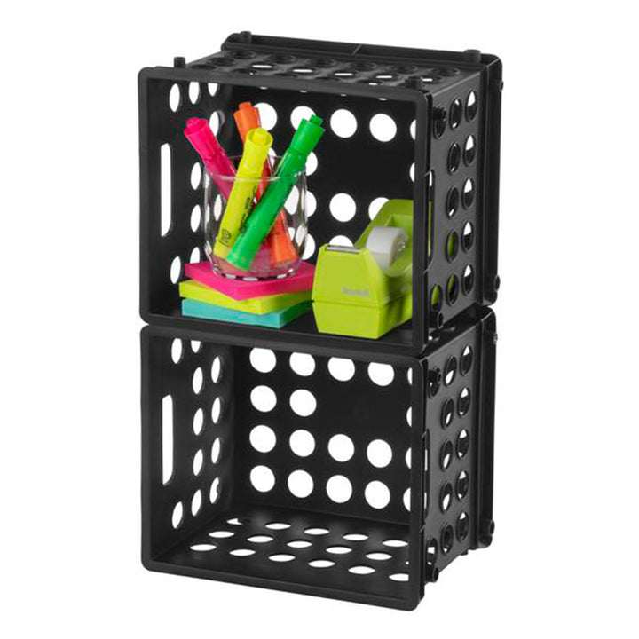 Sterilite Mini Crate, Stackable Plastic Storage Bin with Handles, Black, 24 Pack