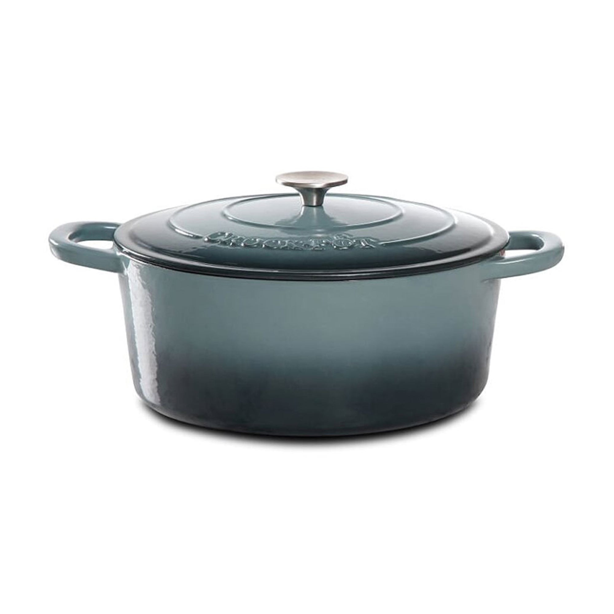 Crock-Pot 7 Qt Cast Iron Dutch Oven + Gibson CrockPot Stoneware Soup Bowls, Gray - VMInnovations