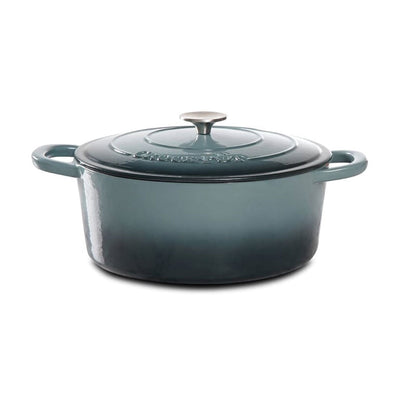 Crock-Pot 7 Qt Cast Iron Dutch Oven + Gibson CrockPot Stoneware Soup Bowls, Gray - VMInnovations