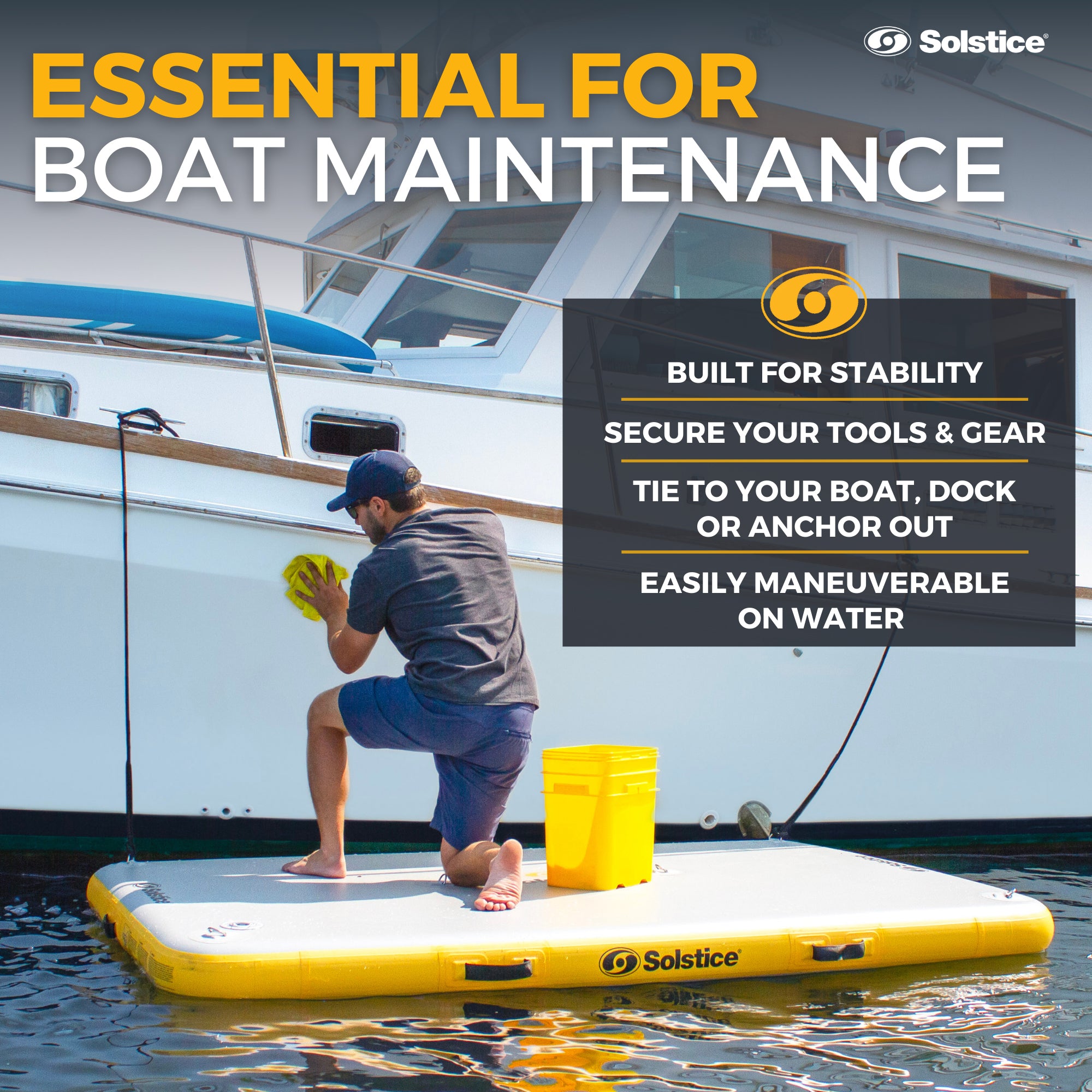 Solstice 6 x 5 ft Inflatable Floating Dock Rafting Platform w/Pump & Bag, Multi