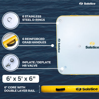 Solstice 6x5' Inflatable Floating Dock Rafting Platform w/Pump & Bag, (Open Box) - VMInnovations