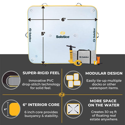 Solstice 6 x 5 ft Inflatable Dock Rafting Platform w/Pump & Bag, Multi (Used)