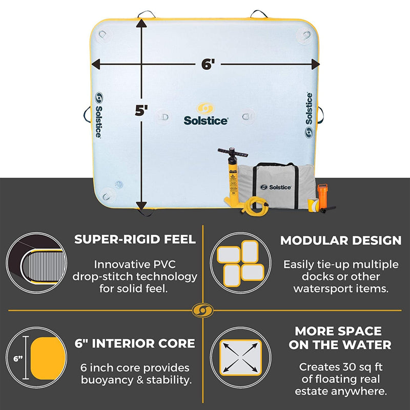 Solstice 6 x 5 ft Inflatable Dock Rafting Platform w/Pump & Bag, Multi (Used)