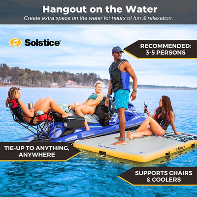 Solstice 6 x 5 ft Inflatable Floating Dock Rafting Platform w/Pump & Bag, Multi