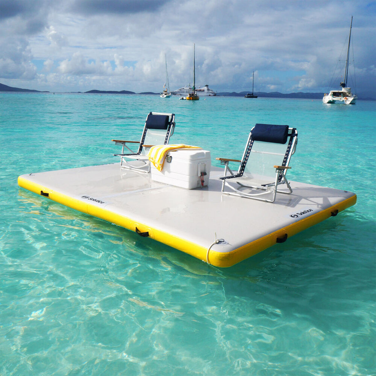 Solstice 6x5' Inflatable Floating Dock Rafting Platform w/Pump & Bag, (Open Box)