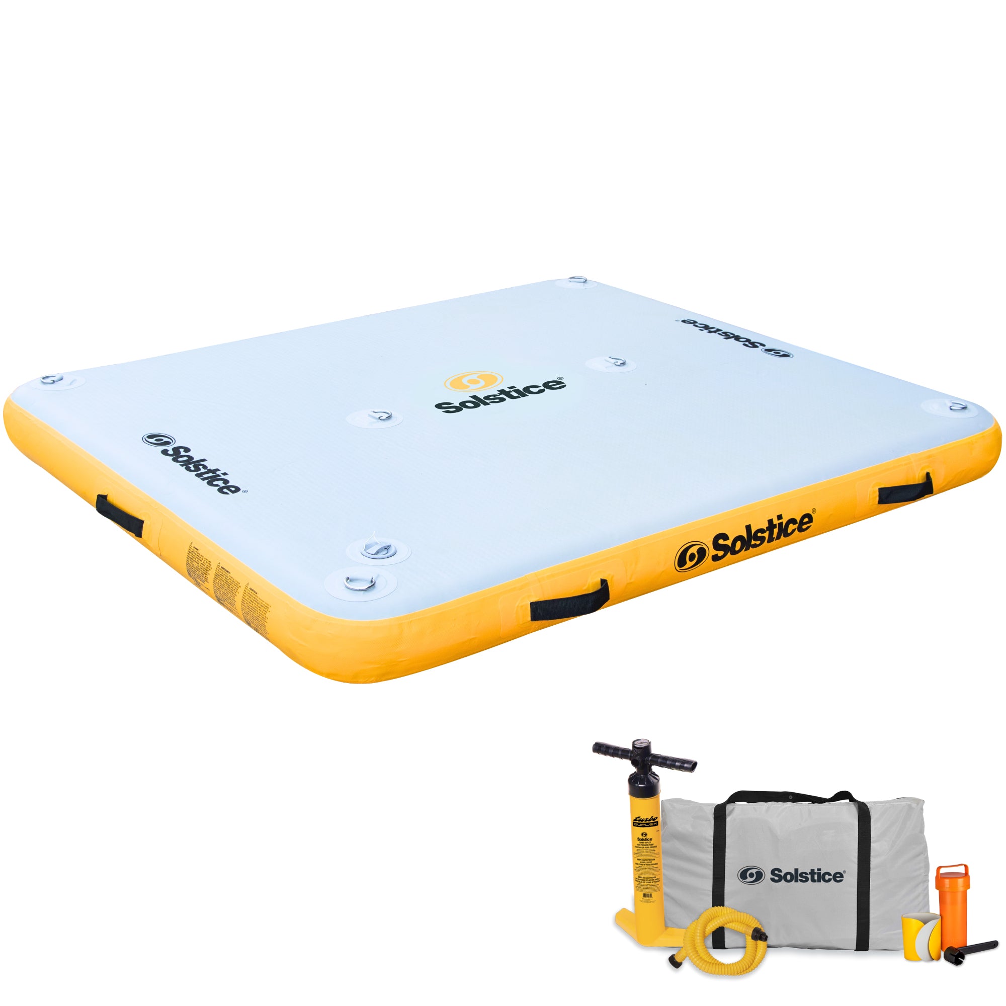 Solstice 6 x 5 ft Inflatable Floating Dock Rafting Platform w/Pump & Bag, Multi