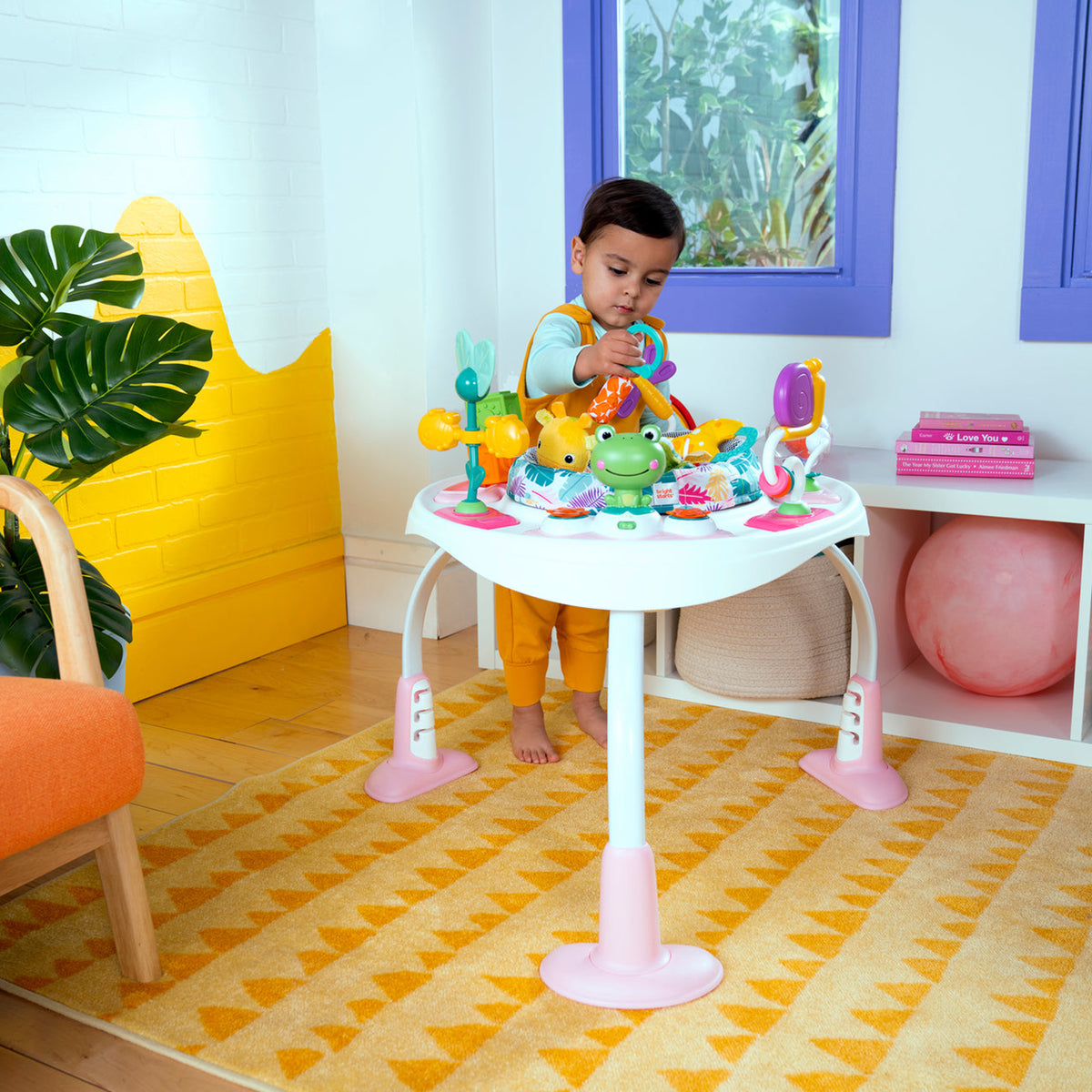 Bright Starts Bounce Bounce Baby 2 in 1 Activity Jumper and Table, Playful Palms - VMInnovations