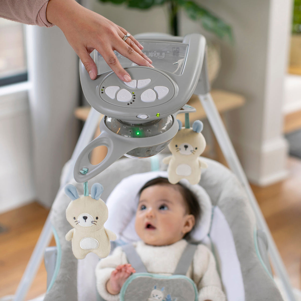 Ingenuity InLighten Baby Electric Cradling Swing Rocker Chair w/ Lights, Gray - VMInnovations
