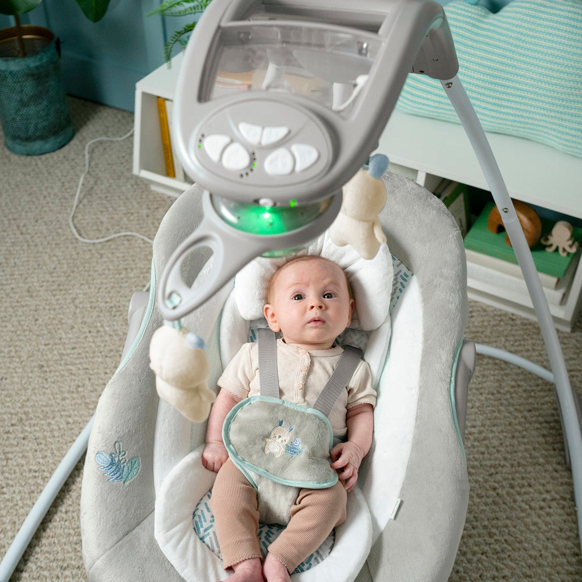 Ingenuity InLighten Baby Electric Cradling Swing Rocker Chair w/ Lights, Gray - VMInnovations