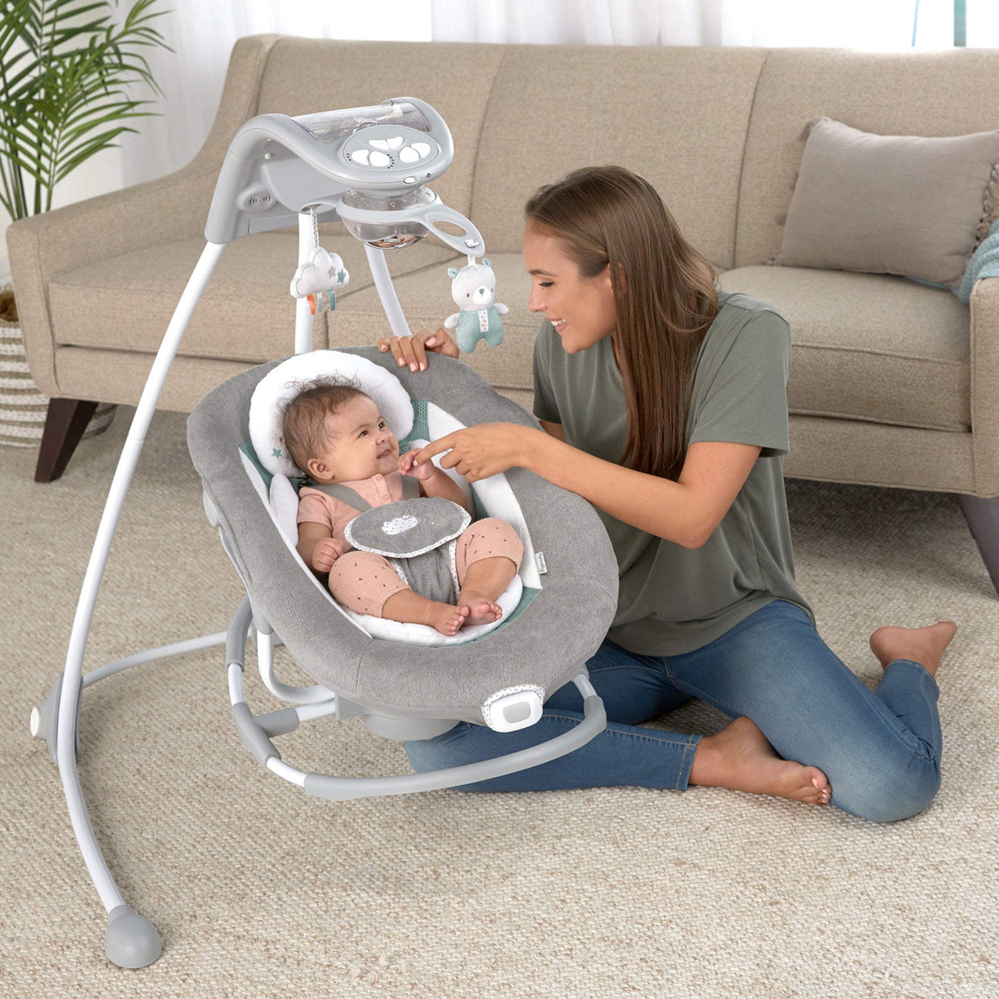 Ingenuity InLighten Baby Electric Cradling Swing Swivel Rocker Chair, Pemberton - VMInnovations