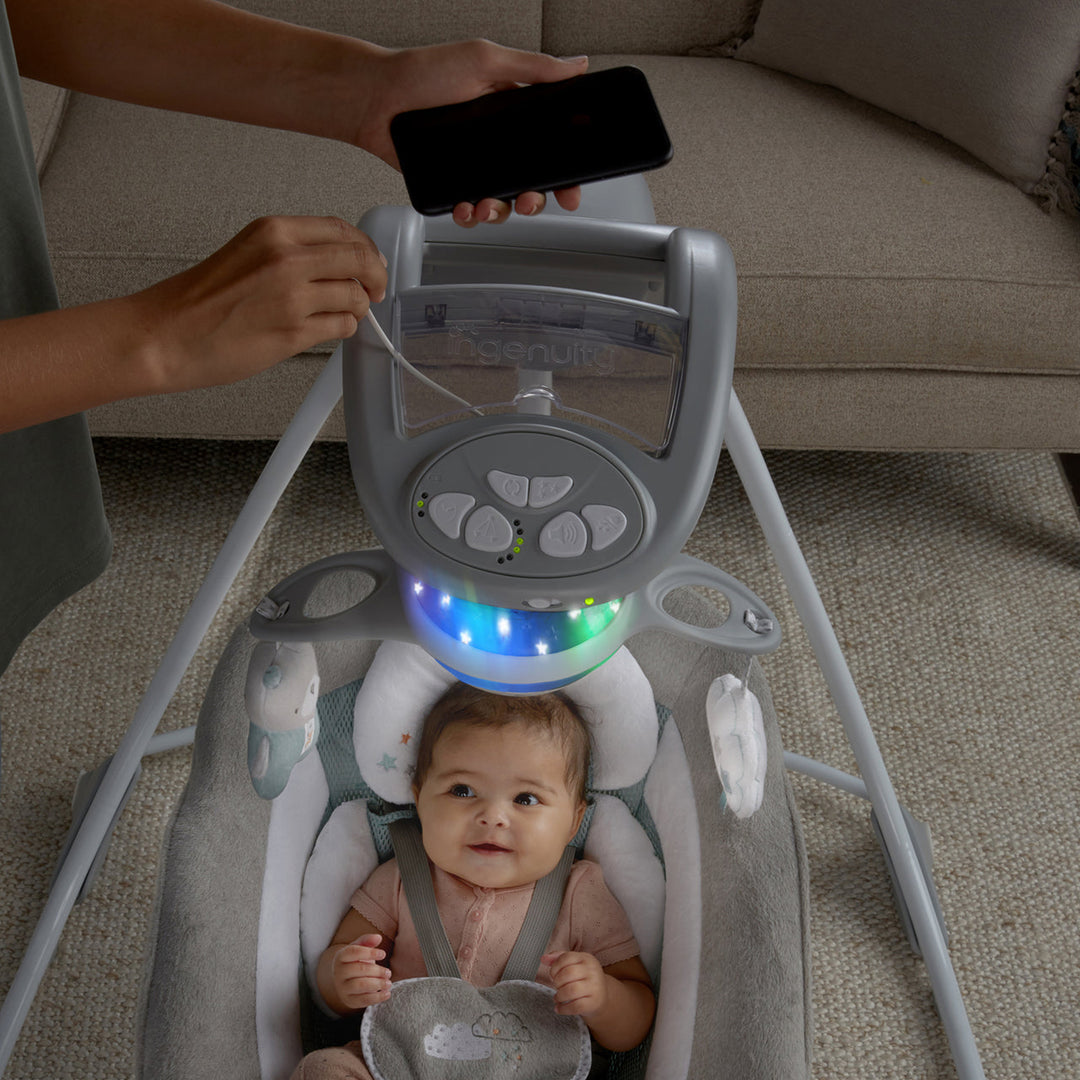 Ingenuity InLighten Baby Electric Cradling Swing Chair, Pemberton (Used) - VMInnovations