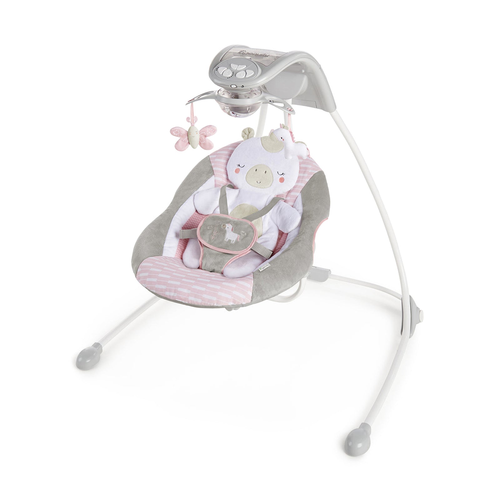 Ingenuity InLighten Baby Electric Cradling Swing Rocker Chair, Flora the Unicorn - VMInnovations