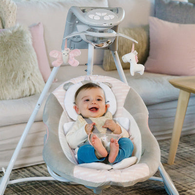 Ingenuity InLighten Baby Electric Cradling Swing Rocker Chair, Flora the Unicorn - VMInnovations