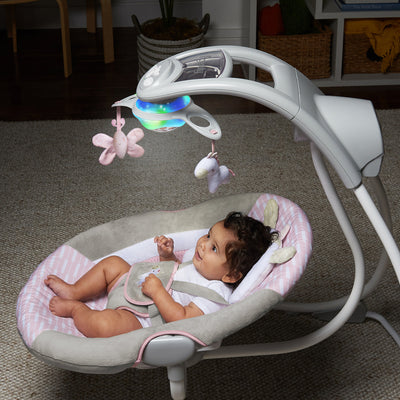 Ingenuity InLighten Baby Electric Cradling Swing Rocker Chair, Flora the Unicorn - VMInnovations