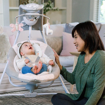 Ingenuity InLighten Baby Electric Cradling Swing Rocker Chair, Flora the Unicorn - VMInnovations