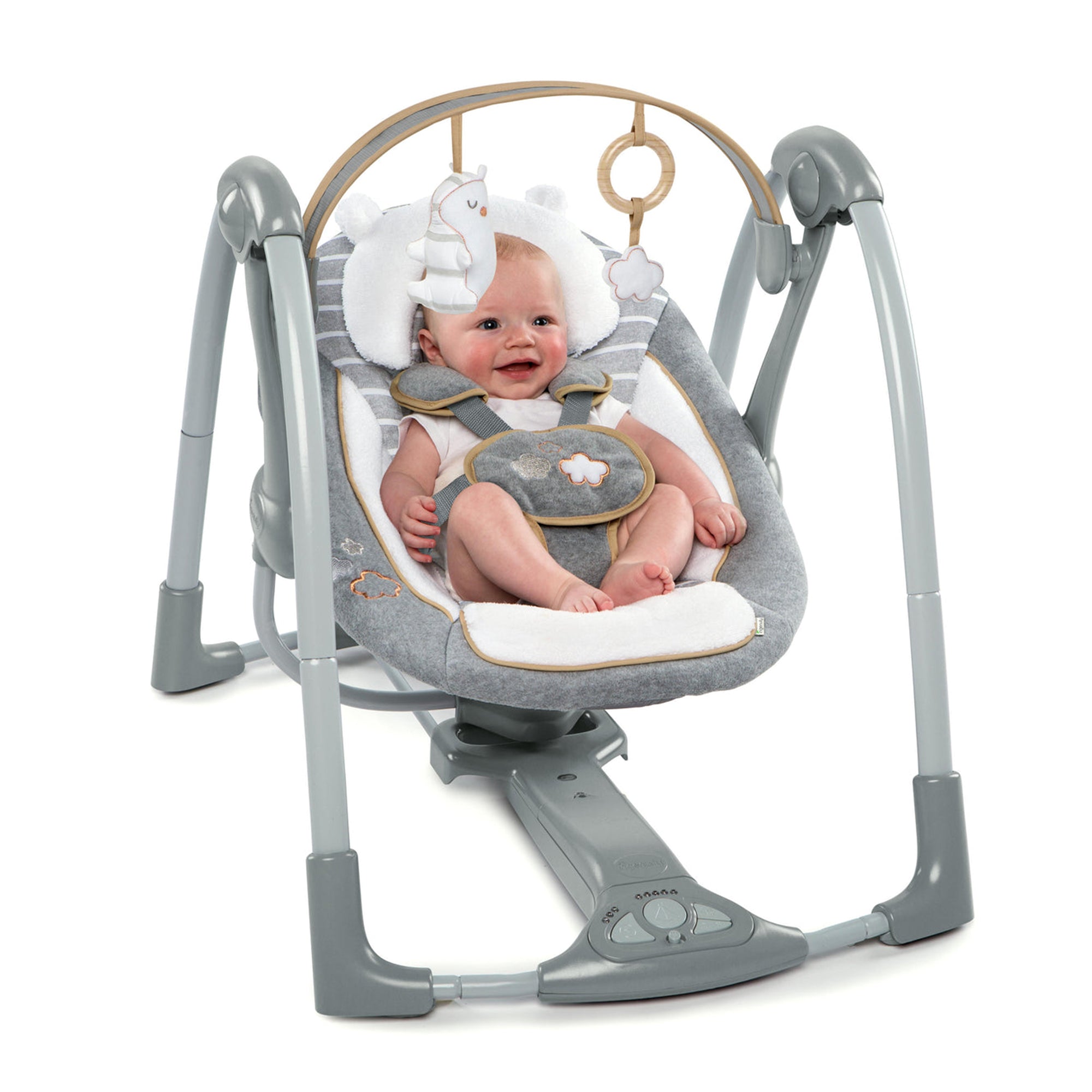 Ingenuity Boutique Collection Baby Swing N Go Portable Rocker Chair, Bella Teddy - VMInnovations