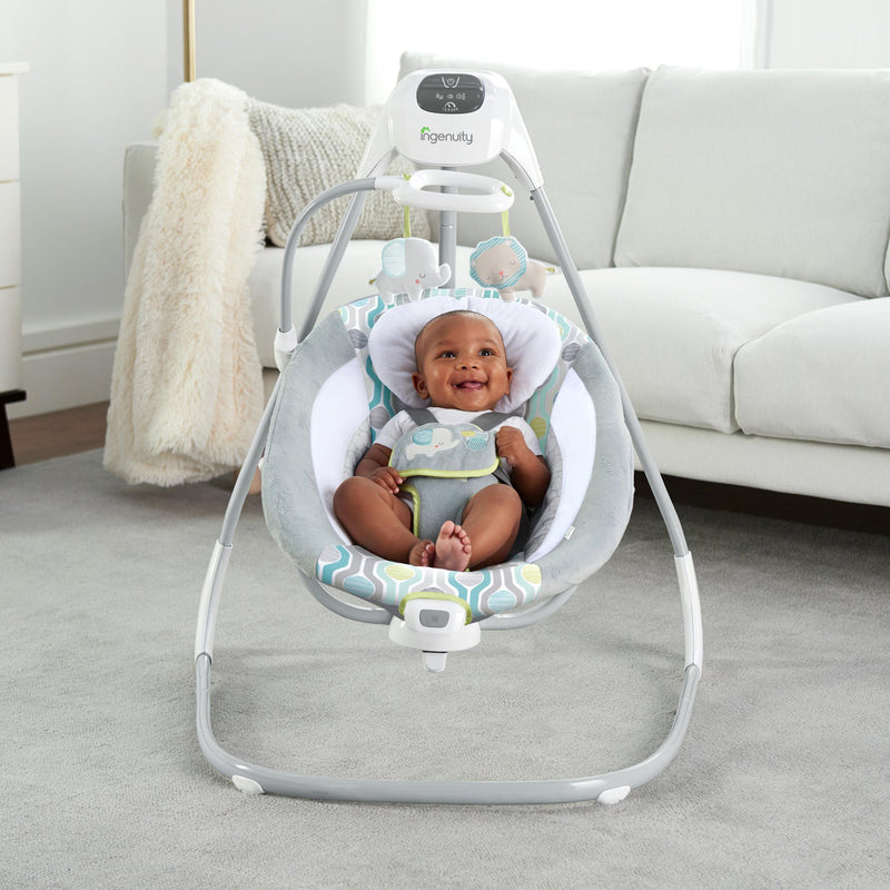 Ingenuity SimpleComfort Baby Electric Soothing Swing Swivel Rocker, Everston