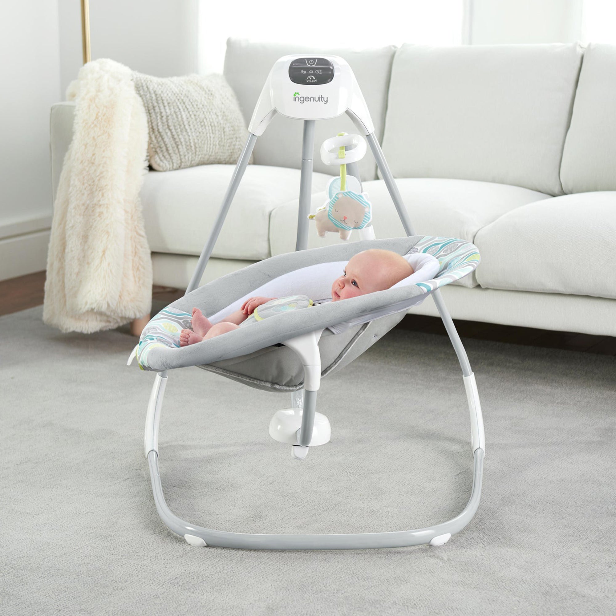 Ingenuity SimpleComfort Baby Electric Soothing Swing Swivel Rocker, Everston - VMInnovations