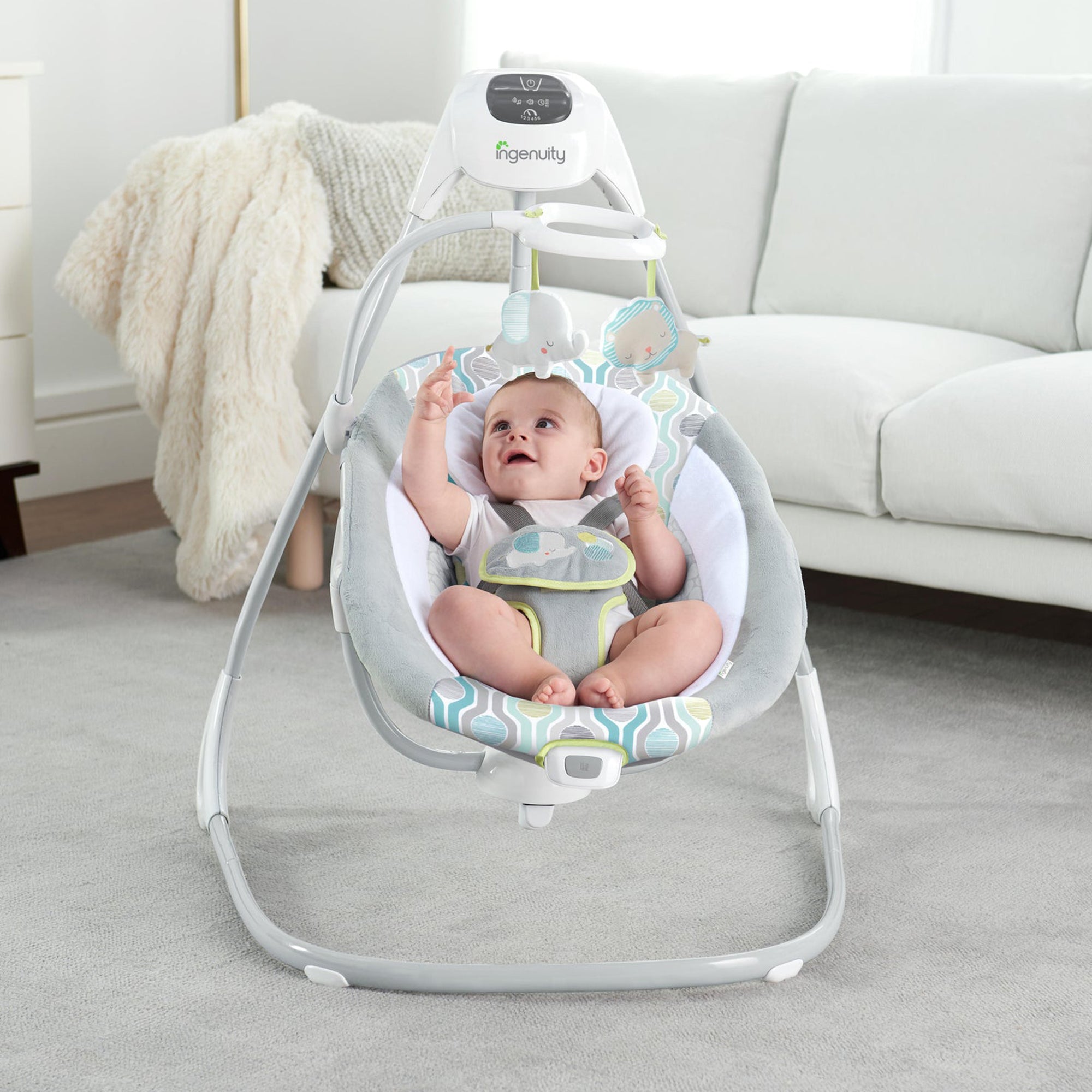 Ingenuity SimpleComfort Baby Electric Soothing Swing Swivel Rocker, Everston - VMInnovations
