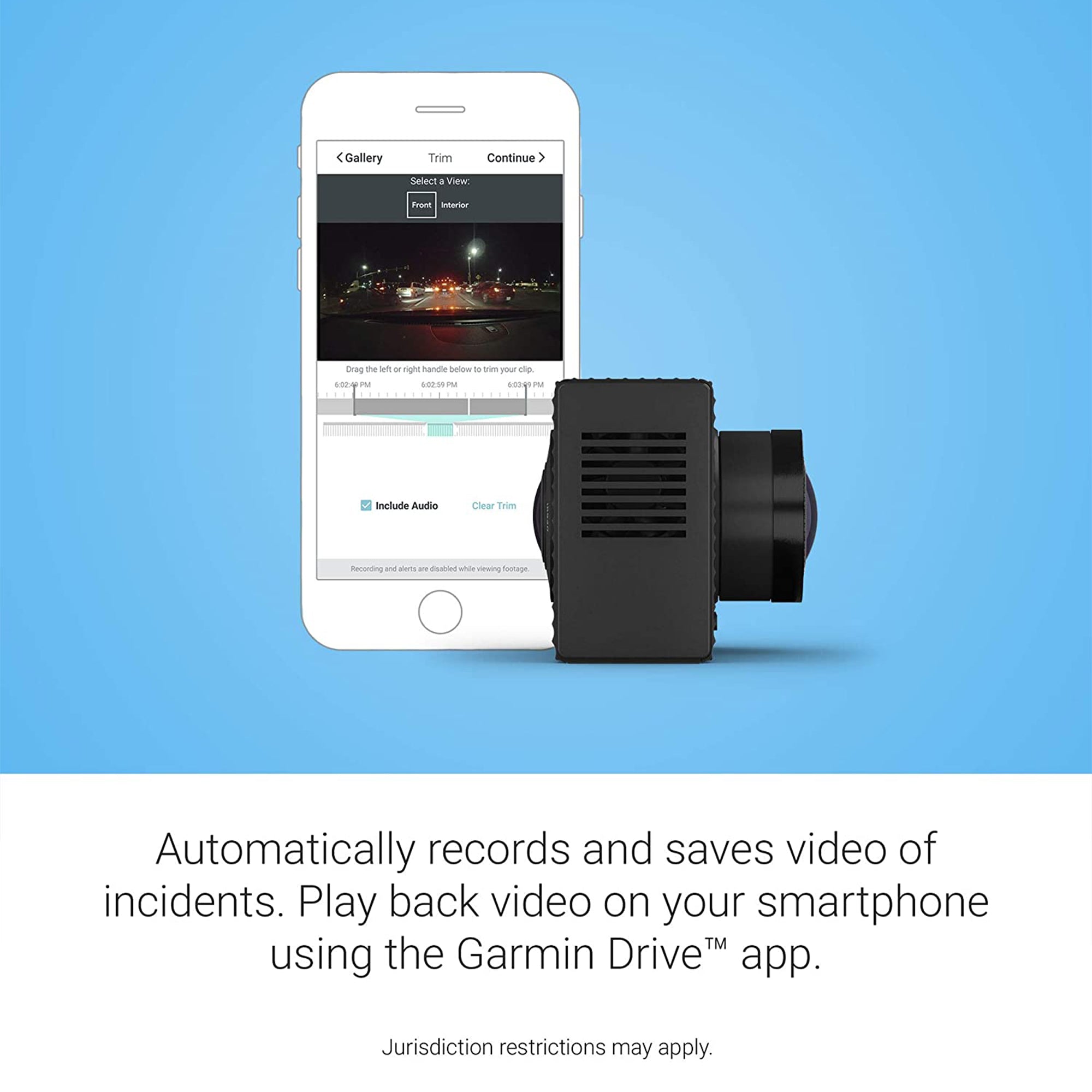 Garmin Dual Front and Rear Lens GPS Enabled Car Dash Camera with Night Vision