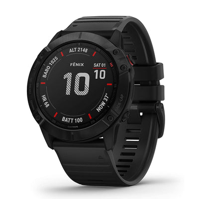 Garmin 51 MM fenix 6X Sapphire Multisport GPS Smartwatch w/ Silicone Band, Black