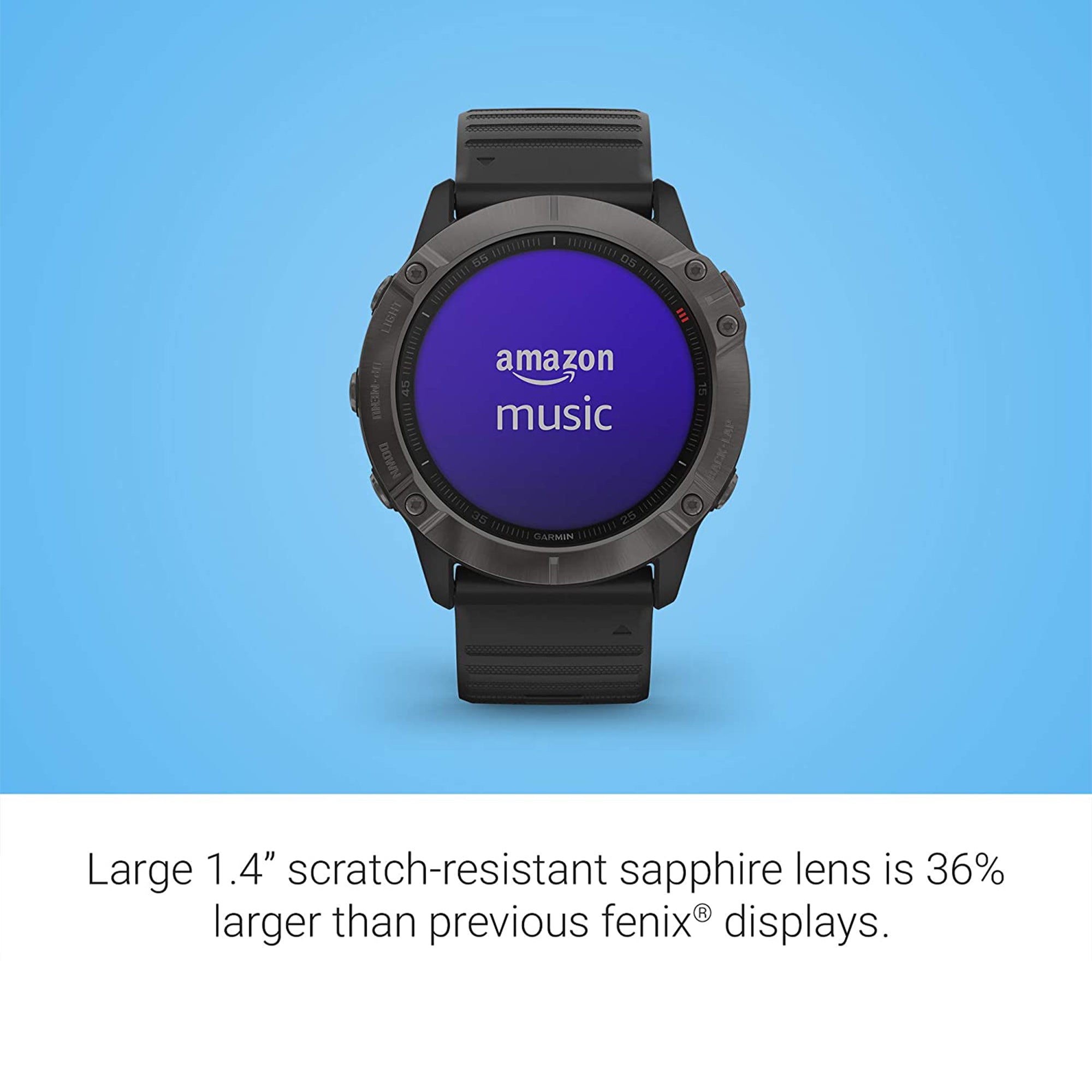 Garmin 51 MM fenix 6X Sapphire Multisport GPS Smartwatch w/ Silicone Band, Black