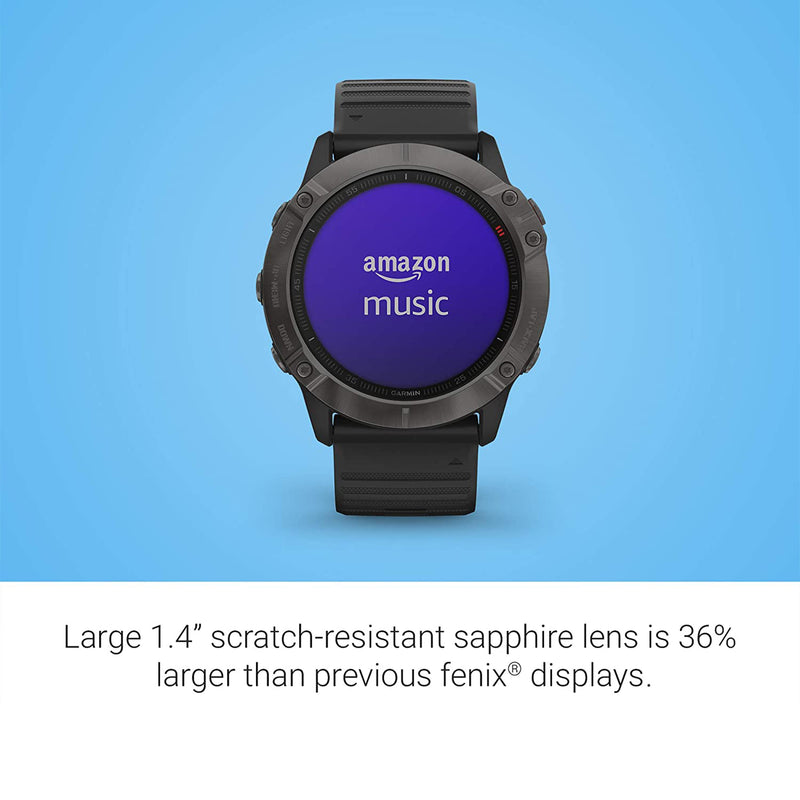 Garmin 51 MM fenix 6X Sapphire Multisport GPS Smartwatch w/ Silicone Band, Black