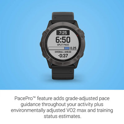 Garmin 51 MM fenix 6X Sapphire Multisport GPS Smartwatch w/ Silicone Band, Black