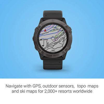 Garmin 51 MM fenix 6X Sapphire Multisport GPS Smartwatch w/ Silicone Band, Black