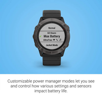 Garmin 51 MM fenix 6X Sapphire Multisport GPS Smartwatch w/ Silicone Band, Black