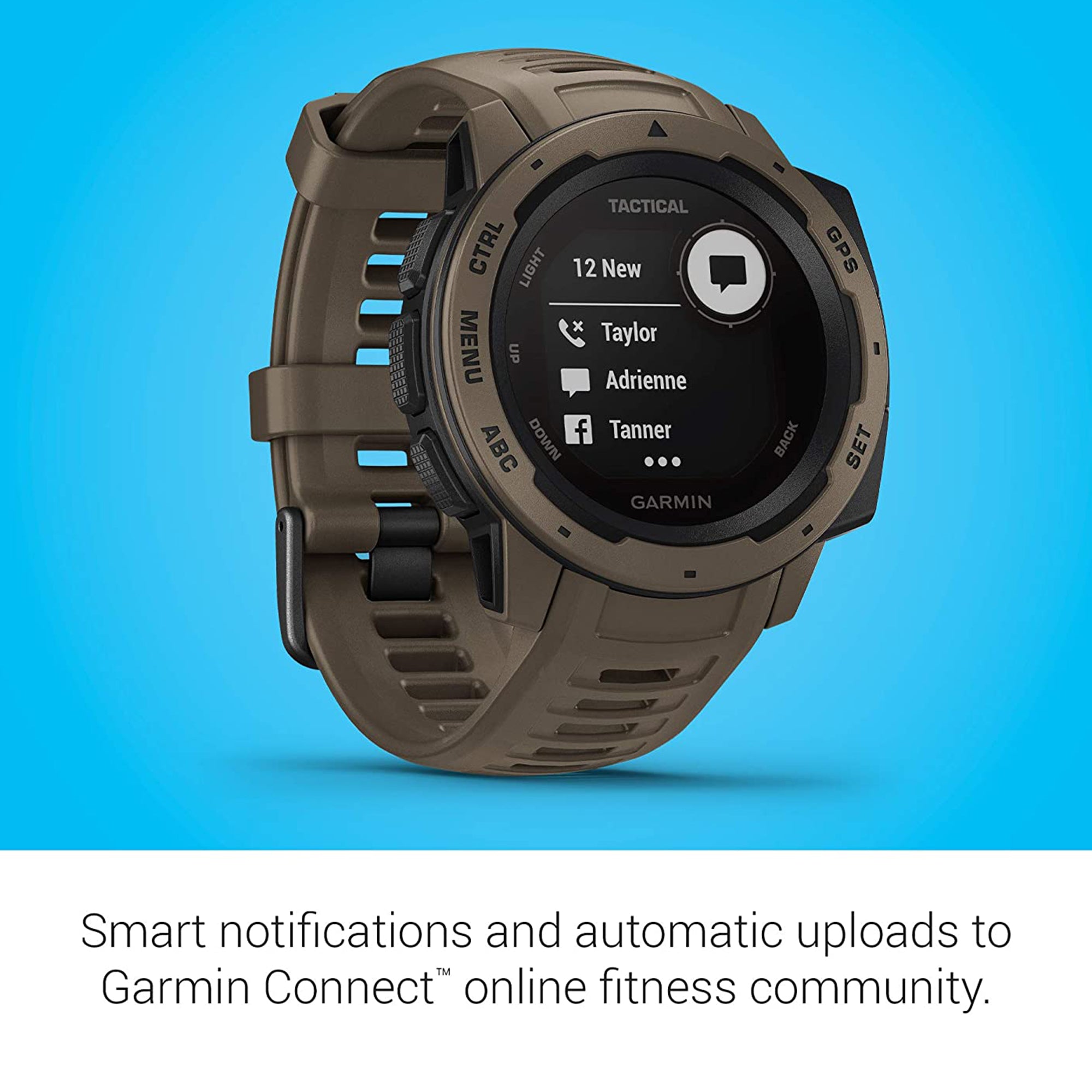 Garmin Instinct Tactical Rugged GPS Enabled Waterproof Smartwatch, Tactical Tan